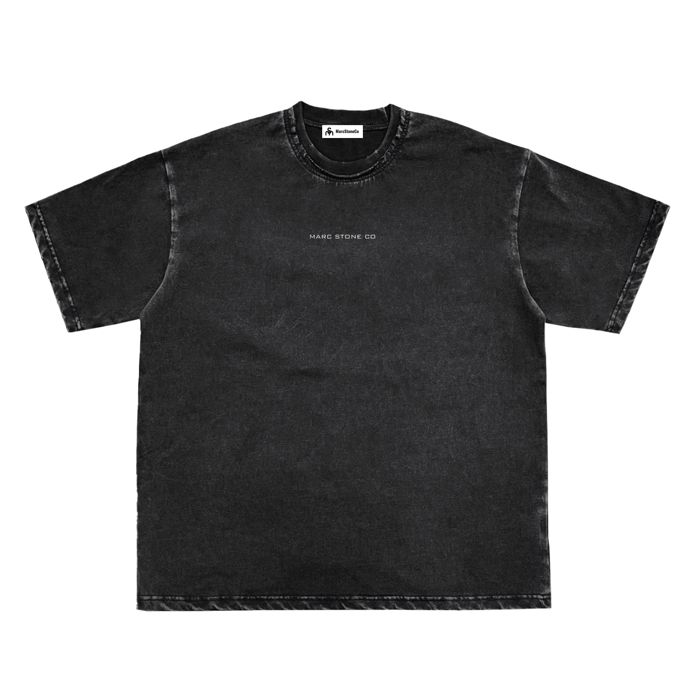 Snow Washed Raw-Edge Neckline T-Shirt